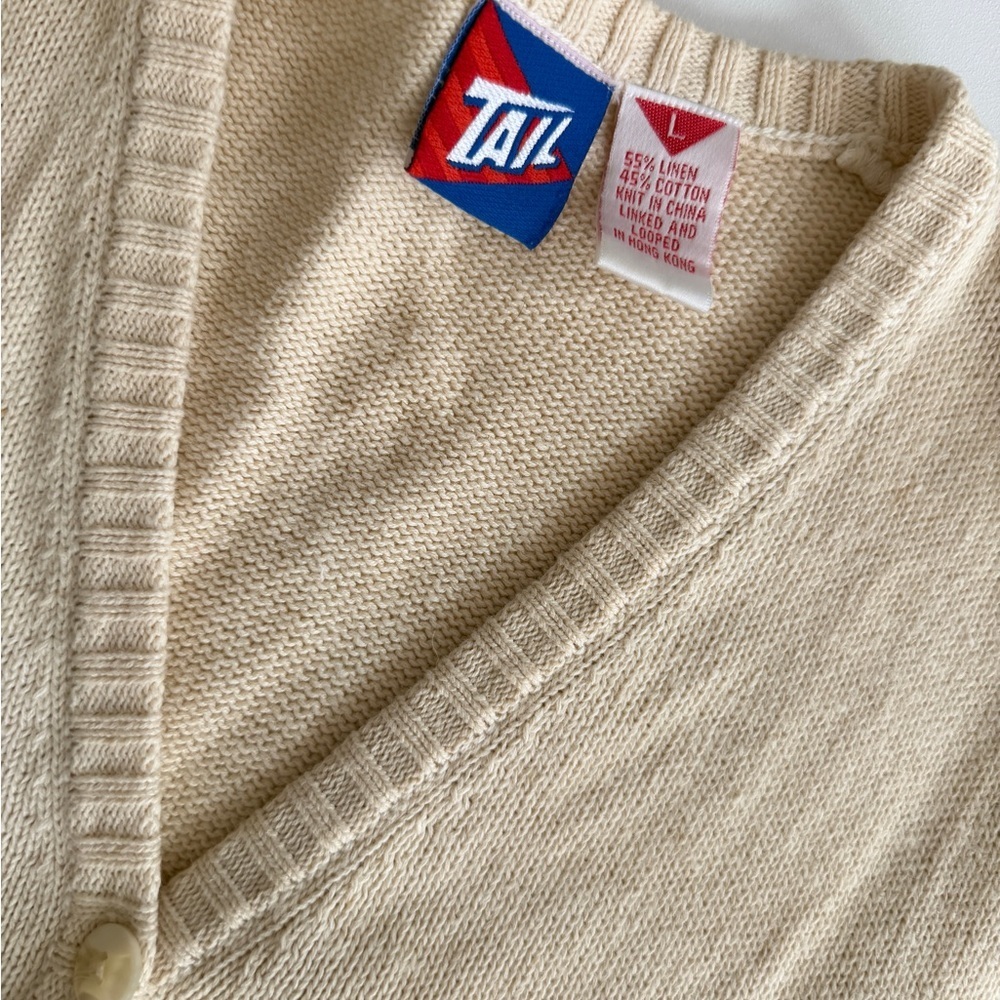 VTG 80’s Tail Sweater Vest Knit Argyle Cream/Green‎ Sz L Cottage Grandpa Core - Picture 5 of 11